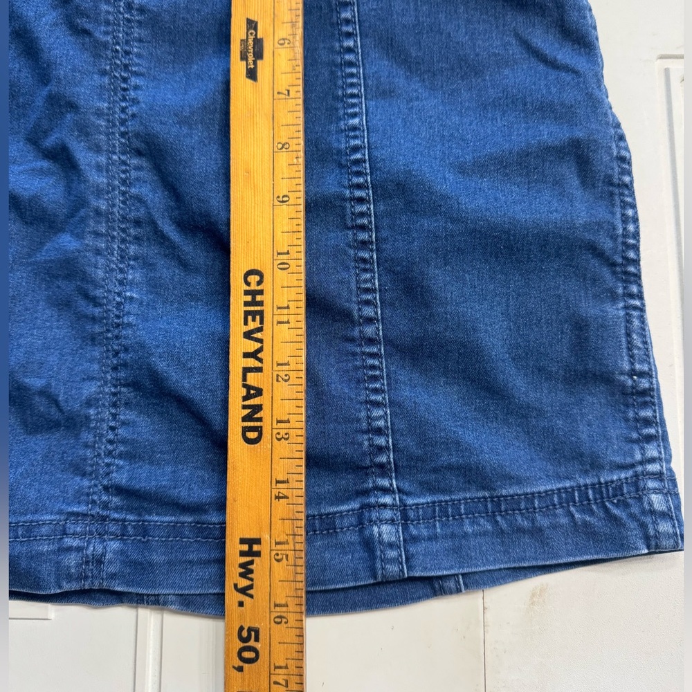 Free People Womens Size 8 Denim Mini Skirt Blue Stretch Festival - Picture 4 of 5